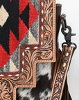 American Darling Large Crossbody Saddle Blanket Hand Tooled Hair On Genuine Leather Women Bag Western Handbag Purse