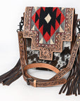 American Darling Large Crossbody Saddle Blanket Hand Tooled Hair On Genuine Leather Women Bag Western Handbag Purse