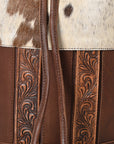 American Darling Bucket Hand tooled Hair-On Genuine Leather Weaved Women Bag Western Handbag Purse