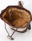 American Darling Bucket Hand tooled Hair-On Genuine Leather Weaved Women Bag Western Handbag Purse
