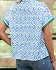 Western Half Zip Collared Blouse
