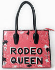 Never Mind Tote Hand Painted Genuine Cowhide Leather Women Bag Western Handbag Purse
