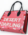 Never Mind Tote Hand Painted Genuine Cowhide Leather Women Bag Western Handbag Purse