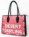 Never Mind Tote Hand Painted Genuine Cowhide Leather Women Bag Western Handbag Purse