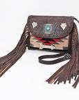American Darling Women's Crossbody Bag Western Saddle Blanket Genuine Leather Handbag