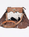 American Darling Crossbody Beautifully hand tooled Hair On Genuine Leather women handbag