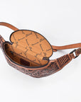 American Darling Women's Fanny Pack Western Hand Tooled Genuine Leather Handbag
