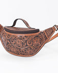 American Darling Women's Fanny Pack Western Hand Tooled Genuine Leather Handbag