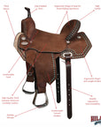 Hilason Western Horse Flex Tree Saddle American Leather Trail Barrel