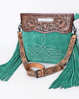 American Darling Crossbody Hand Tooled Genuine Suede Leather Women Bag Western Handbag Purse