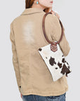American Darling Wristlet Beautifully Hair On Genuine Leather women handbag