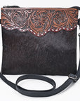OHLAY Crossbody Hand Tooled Hair On Genuine Leather Women Bag Western Handbag Purse