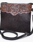 OHLAY Crossbody Hand Tooled Hair On Genuine Leather Women Bag Western Handbag Purse