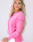 Rory Exposed Seamed High Low Raw Edge Sweatshirt