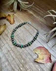 Sterling Silver Pearls with Green Turquoise Rondelles Bracelet
