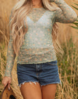 Floral Mesh Long Sleeve Top