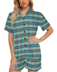 Teal Aztec Women's Western Pajama Set