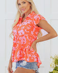 Karla Floral Collared Button Blouse