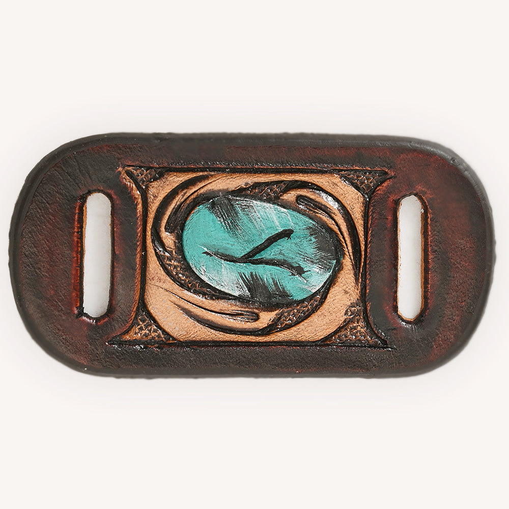 American Darling Western Hand Tooled Carved Genuine Leather Scarf Clasp Bandana Slide Bandana Cuff