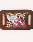 American Darling Western Hand Tooled Carved Genuine Leather Scarf Clasp Bandana Slide Bandana Cuff