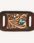 American Darling Western Hand Tooled Carved Genuine Leather Scarf Clasp Bandana Slide Bandana Cuff
