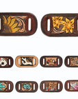 American Darling Western Hand Tooled Carved Genuine Leather Scarf Clasp Bandana Slide Bandana Cuff