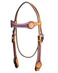 HILASON Western Horse Headstall Genuine American Leather Tan