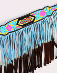 Hilason Western Horse Breast Collar Leather Beaded Inlay Turquoise