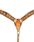 Hilason Western Horse Breast Collar Handtooled American Leather Tan