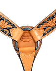 Hilason Western Horse Breast Collar Handtooled American Leather Tan