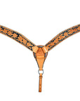 Hilason Western Horse Breast Collar Handtooled American Leather Tan