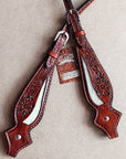 HILASON Western Horse Headstall Genuine American Leather Floral brown