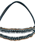 HILASON Western Horse Headstall Tack American Leather Tan W/ Black & White