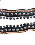 HILASON Western Horse Headstall Tack American Leather Tan W/ Black & White