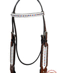 HILASON Western Horse Headstall Tack American Leather Dark Brown W/ Rhinestones