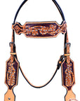 HILASON Western Horse Headstall Tack Genuine American Leather Tan