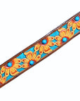 HILASON Western Horse Leather Headstall & Breast Collar Set Brown Sunflower
