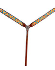 HILASON Western Horse Leather Headstall & Breast Collar Set Brown Sunflower