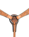 HILASON Western Genuine Leather Horse Breast Collar Tack Tan Floral