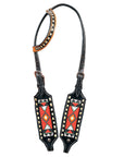 HILASON Western Genuine Leather Horse One Ear Headstall Tack Black Beaded