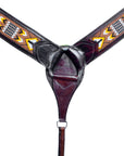 HILASON Western Horse Leather Headstall & Breast Collar Set Black Beaded