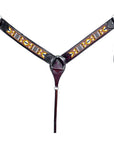 HILASON Western Horse Leather Headstall & Breast Collar Set Black Beaded