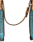 HILASON Western Genuine Leather Horse Headstall Tack Tan with Turquoise