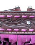 HILASON Western Genuine Leather Horse Nose Band Dark Brown with Pink