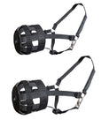 HILASON Western Horse Grazzing Muzzle With Halter Black