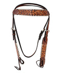 HILASON Western Horse Floral Hand Carved American Leather Headstall Brown
