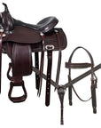 HILASON Western Horse Saddle American Leather Flex Tree Trail & Pleasure Brown