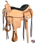 Tan HILASON Western Horse Saddle American Leather Flex Tree Trail & Pleasure