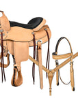Tan HILASON Western Horse Saddle American Leather Flex Tree Trail & Pleasure