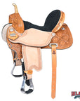 Tan HILASON Western Horse Saddle American Leather Barrel Flex Tree Trail